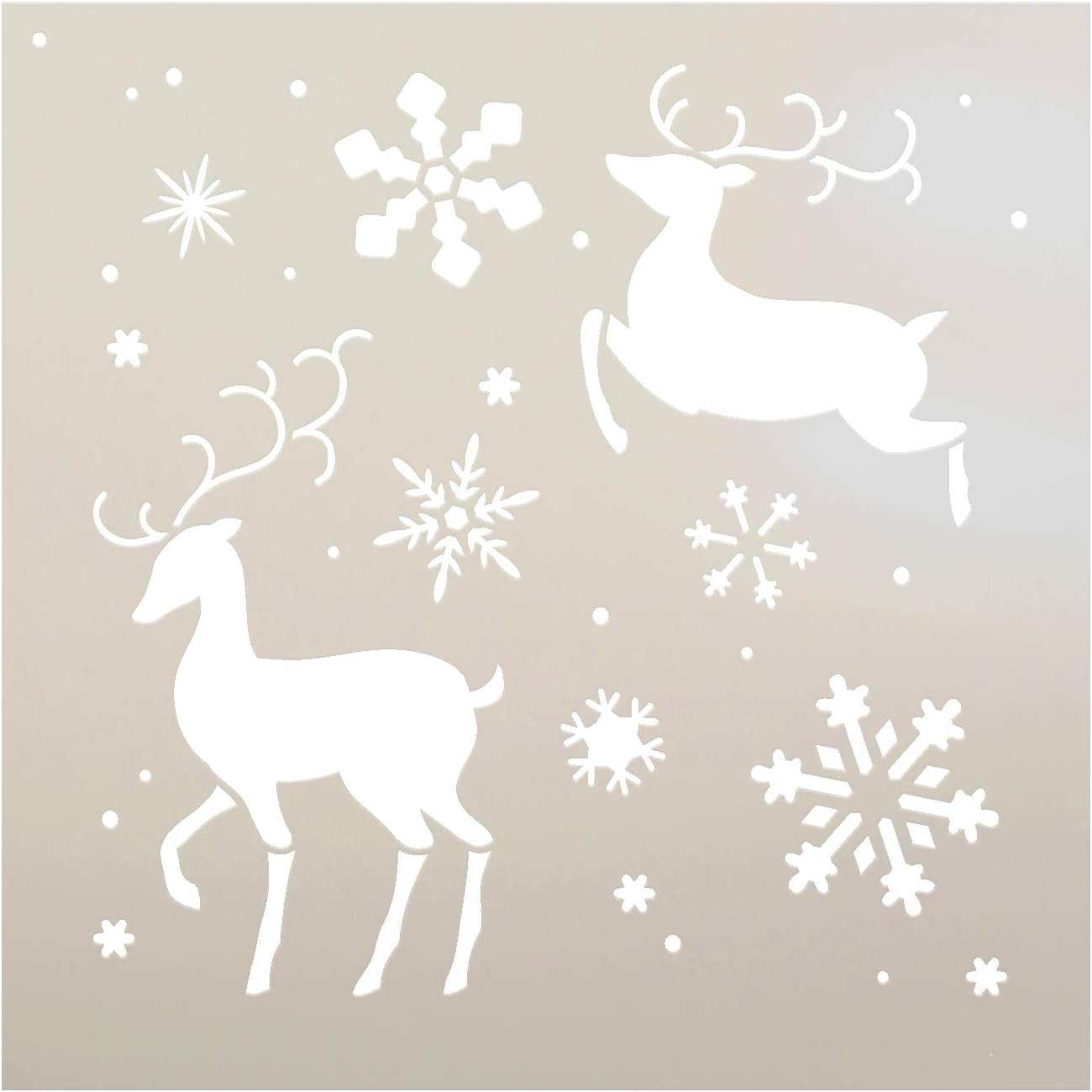 Reindeer Stencil by StudioR12 | Elegant Christmas Pattern Art - Reusable Mylar Template | Painting, Chalk, Mixed Media | Use for Crafting, DIY Home Decor - STCL997 (6 x 6)