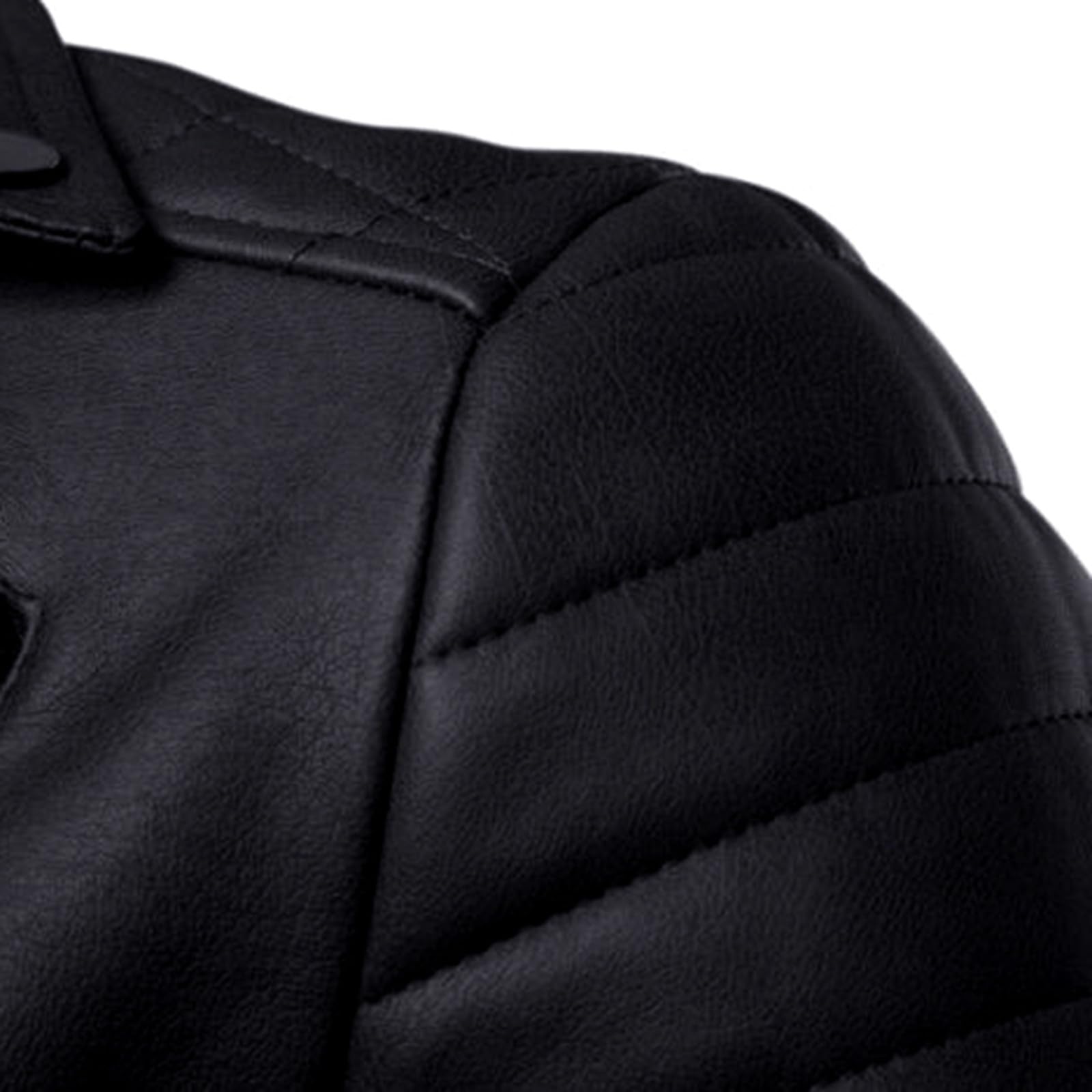 Giacca da uomo in pelle foderata, nera, con chiusura lampo, invernale, calda, in velluto, per le mezze stagioni, con colletto alto, in pelle sintetica, giacca per attività all'aria aperta