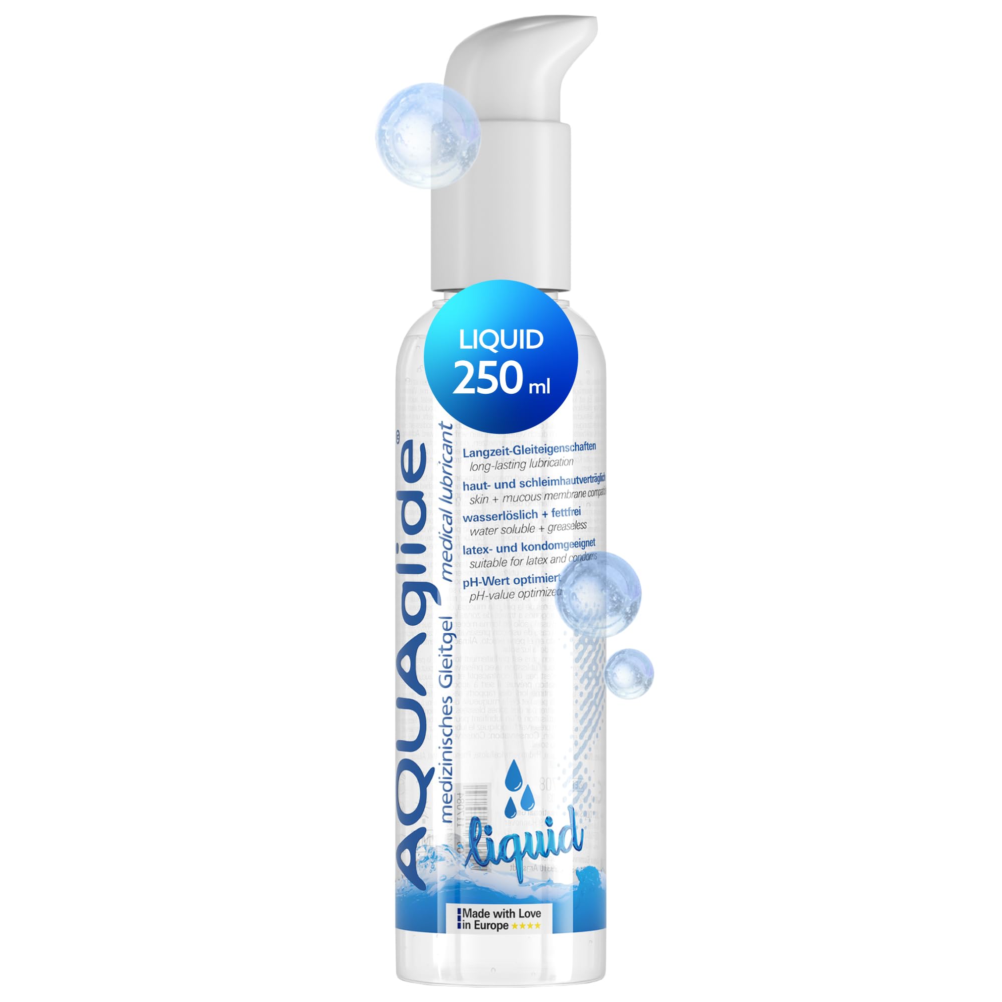 Joydivision AQUAglide Liquid 250 ml Lubricant, Extra Liquid, Compatible with Latex Condoms