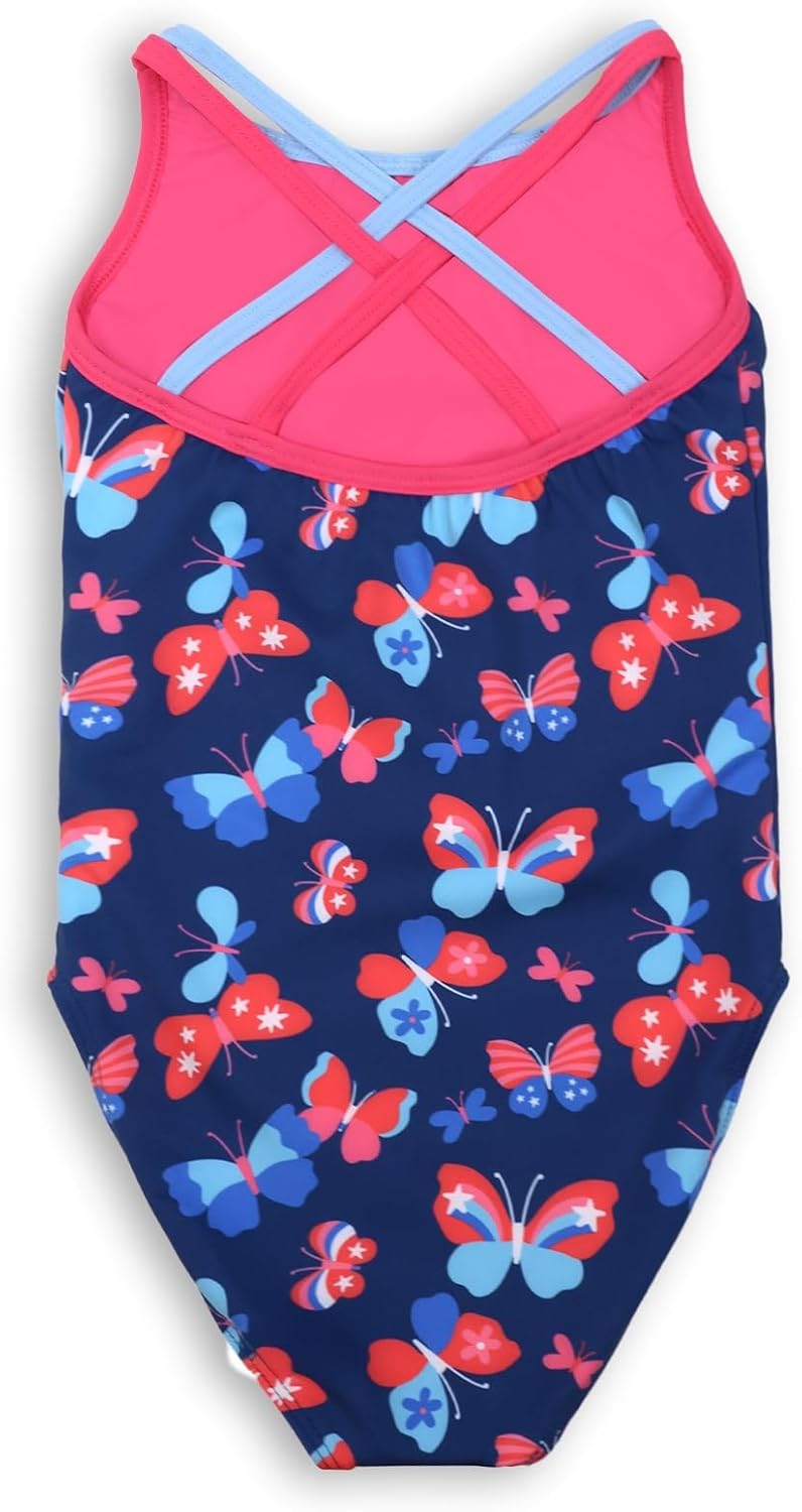 Destira Girls One Piece Swimsuit, Strappy Back Bathing Suit, Trendy and Fun Designs for Swimming