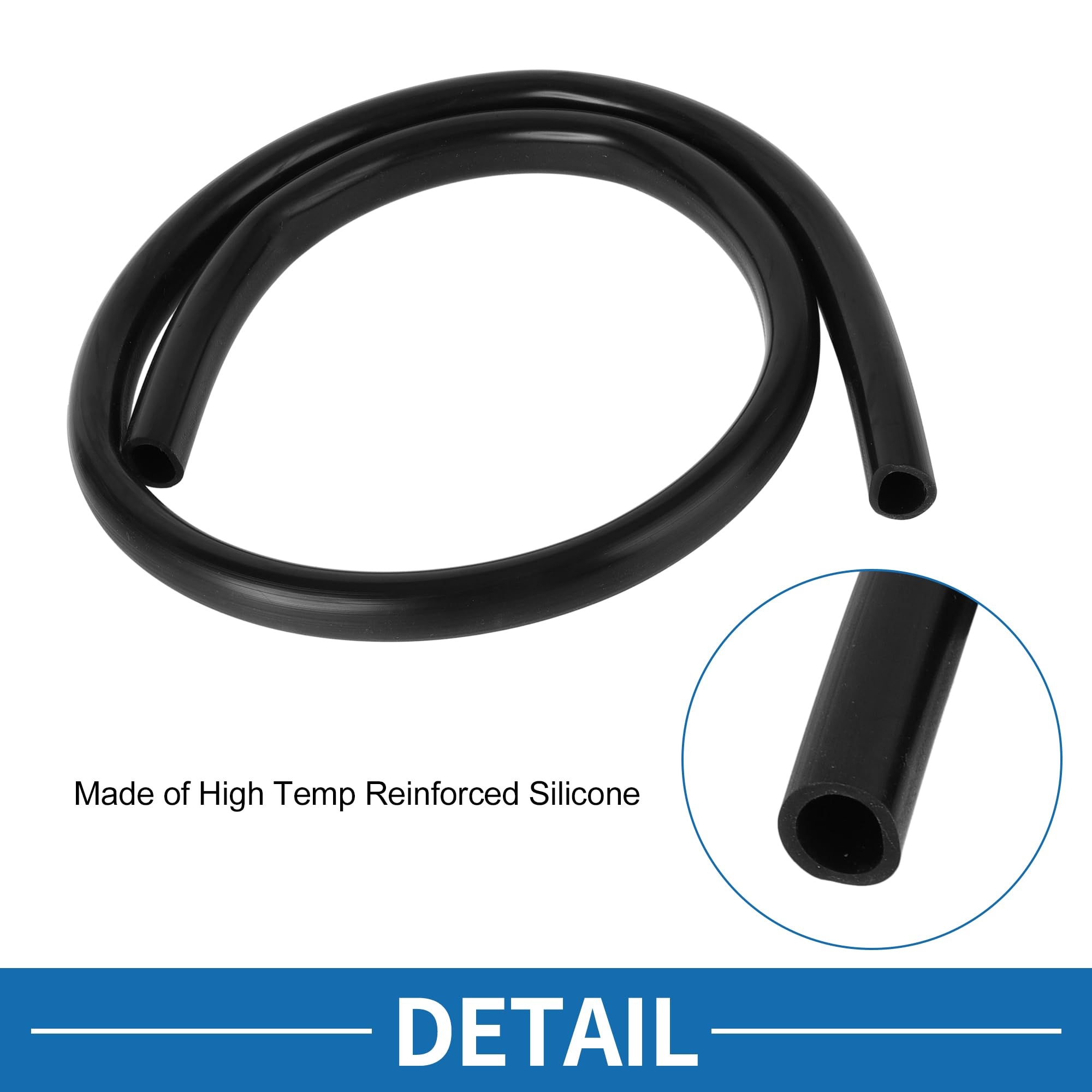 A ABSOPRO Tubo in Silicone per Aspirazione ad Alta Temperatura 3.3FT 9/16" 14mm ID 2.5mm Spessore Linea di Aspirazione per Automobili in Silicone Nero 1 pezzo