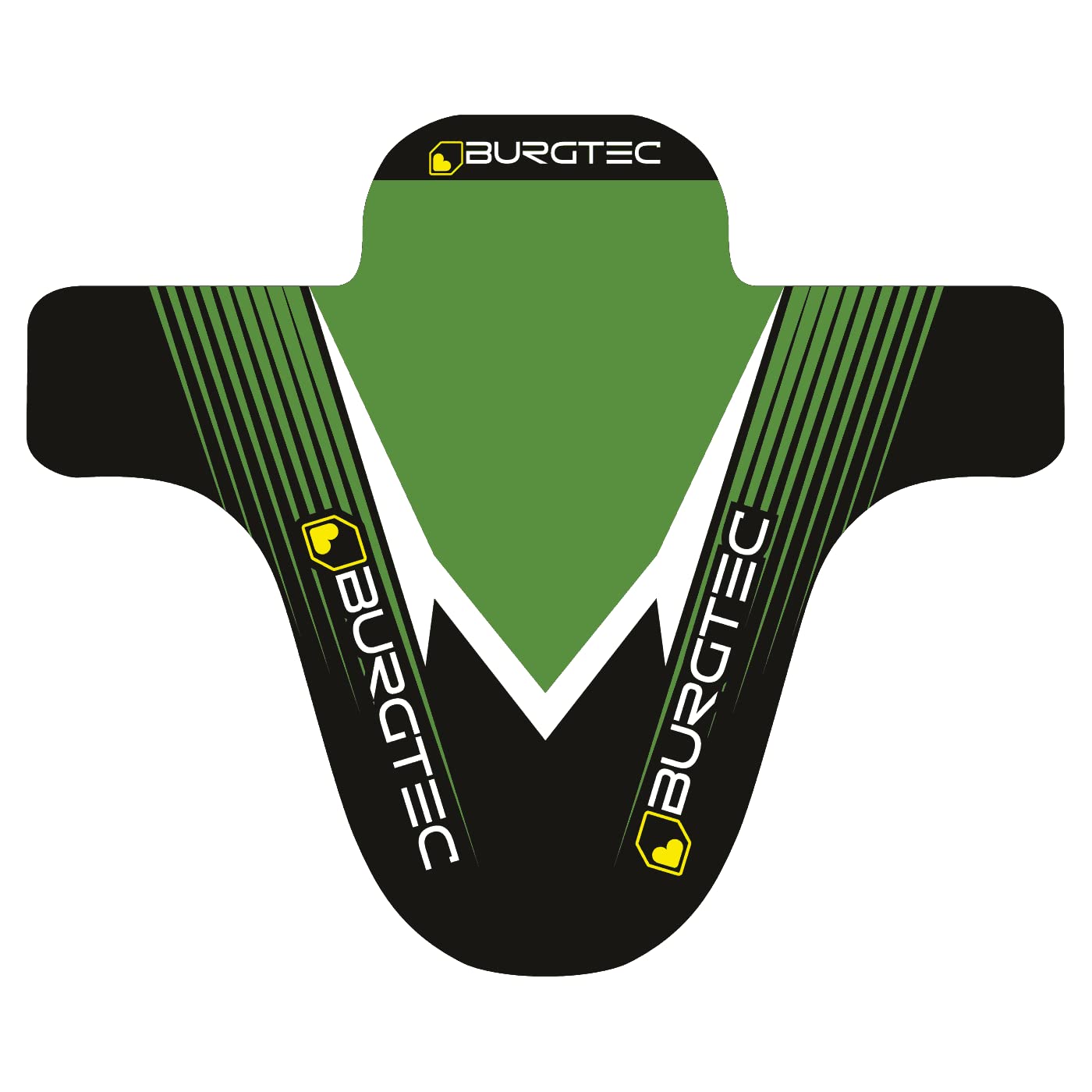 Burgtec Moto Front Mountain Bike Mudguard - Green/MTB Mud Fender Shield Guard Face Bicycle Cycling Cycle Biking Board Muck Rain Water Puddle Wet Weather Trail Riding Downhill Accessories