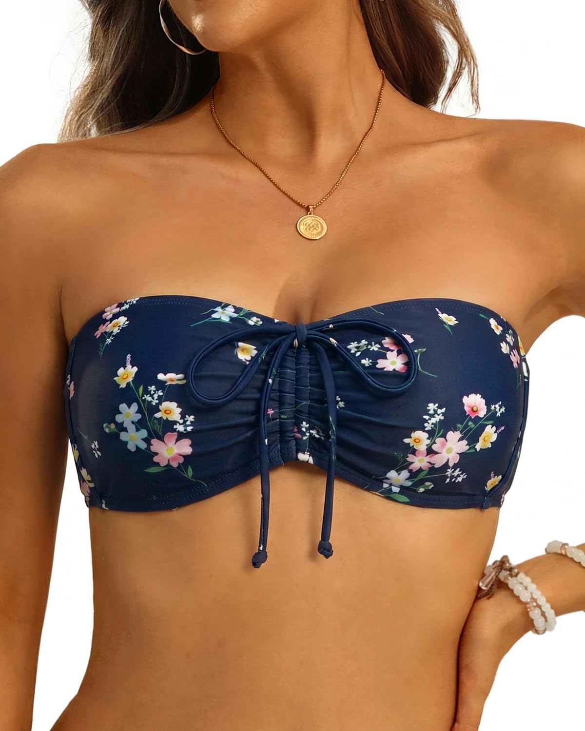 Tempt Me Women Bandeau Bikini Top Strapless Swim Tops Tube Halter Swimsuit Top Only