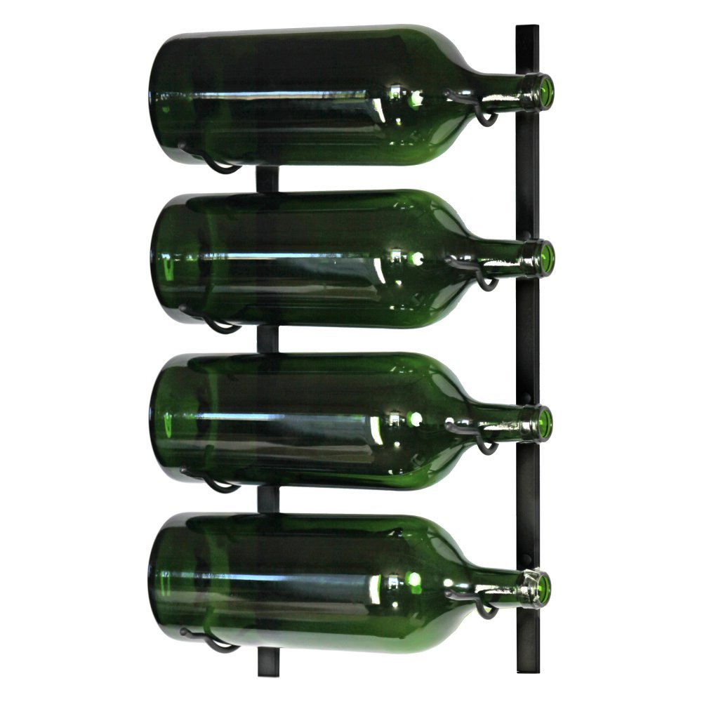 Large Format Bottle Metal Hanging Wall Mounted Wine Rack (Black)