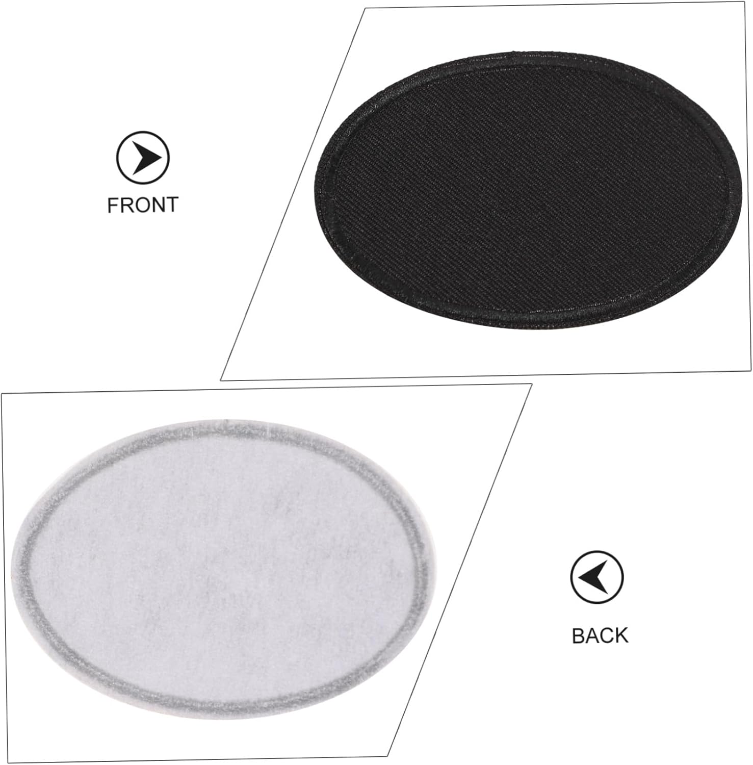 3pcs Black Oval Embroidery Patches for DIY Clothing Decor Self-Adhesive Blank Applique for Hats Coats