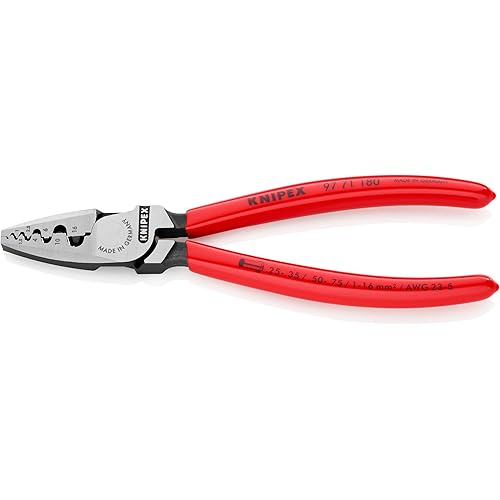 Knipex 97 71 180 Crimping Pliers for end sleeves 0,25-2,5mm with soft handle VDE-tested