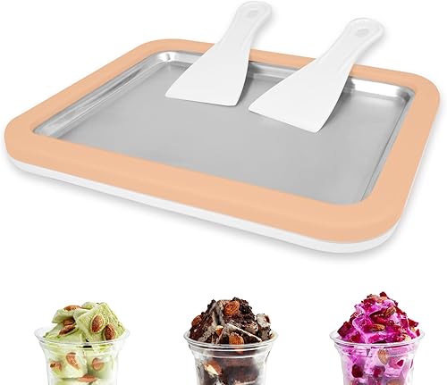 Miniatura 1 de Máquina de helados instantáneos, máquina de helados enrollados, sarténrollo de gelato instantáneo, bricolaje casero, con 2 espátulas, placa de yogur