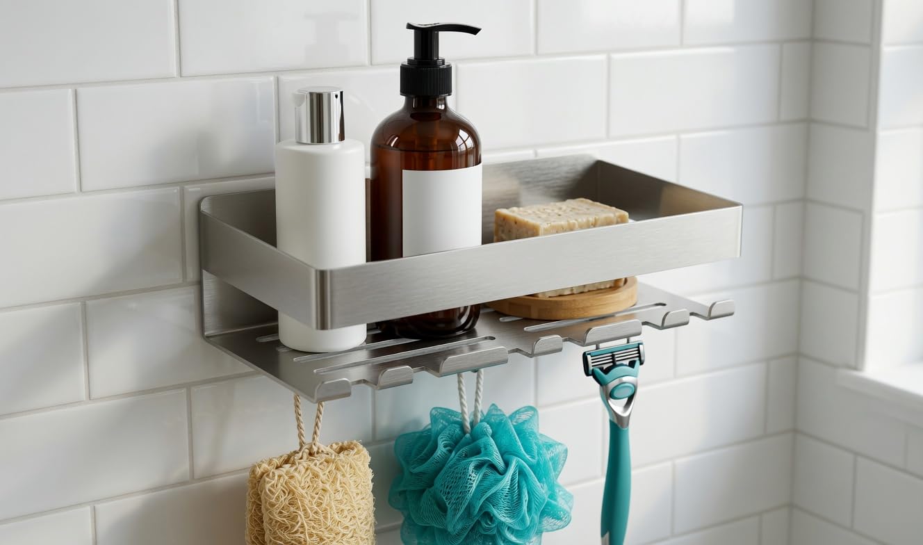 The Bog Standard Shower Shelf No Drill Self Adhesive or Screw Fix Caddy