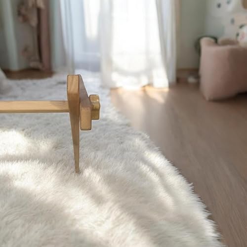 Miniatura 8 de Perchero Montessori de madera de haya premium para gimnasio y ropa para bebés  Sistema de bloqueo de estrellas plegable, portátil y seguro  Se dobla