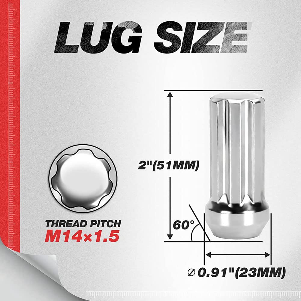 M14X1.5 Radmuttern, 24 StüCk 14Mmx1.5 7 Spline Drive Ahle Eichelkegel Radmuttern 2 Schwarz mit 2 SteckschlüSseln