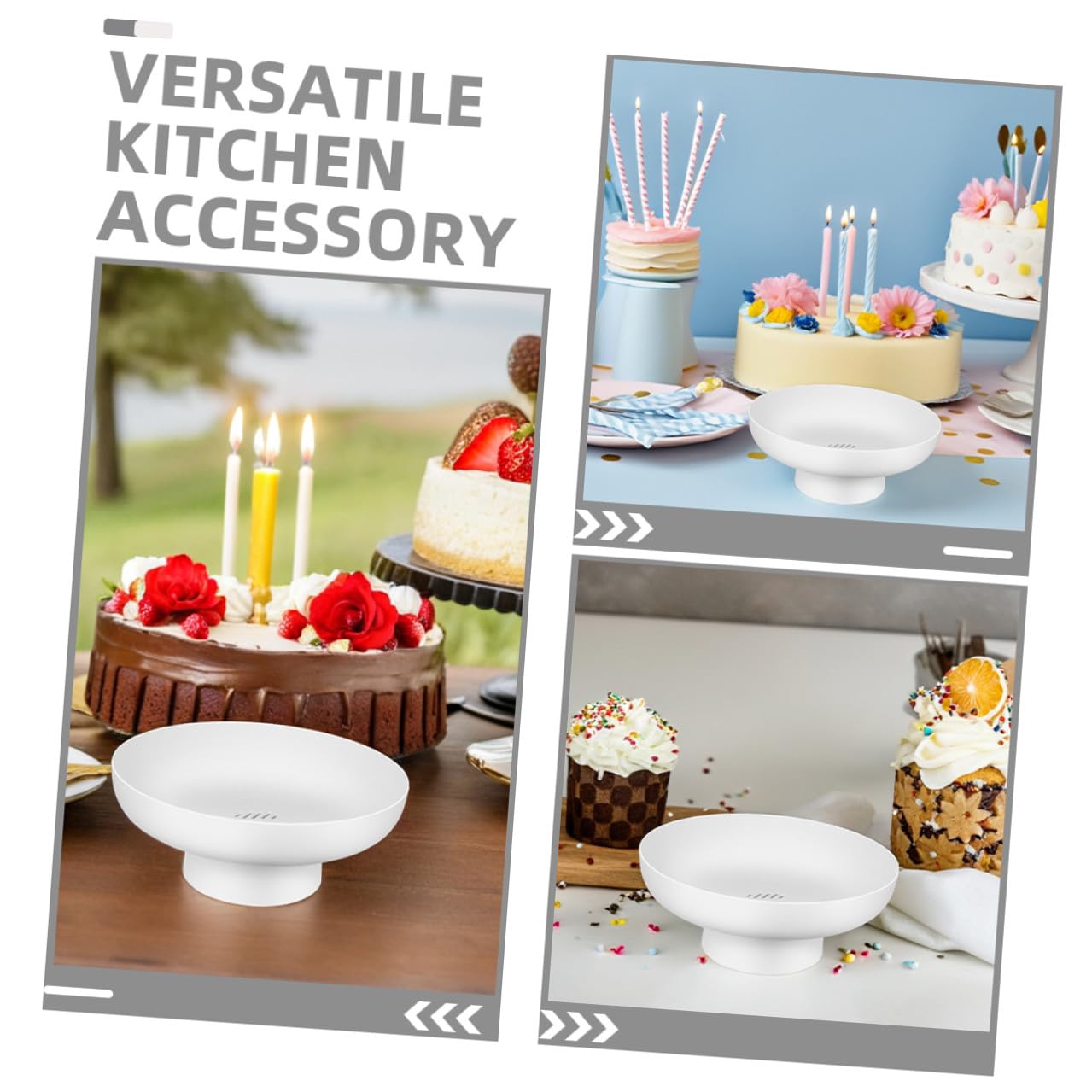 Set 2 Pezzi Fruttiera Rotonda Bianco in Pp, Portafrutta Multifunzionale Piedistallo, Contenitore Versatile per Dolci e Snack, per Famiglia e Centrotavola Moderno