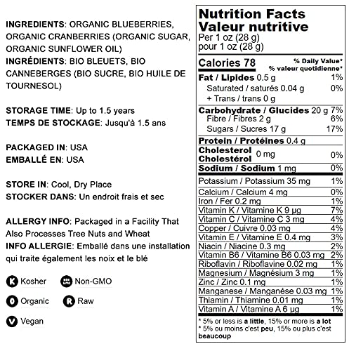Miniatura 4 de Food to Live Mezcla de bayas esenciales orgánicas, 9 libras, arándanos y arándanos secos sin transgénicos. Sin sulfuro, Kosher. Suavemente