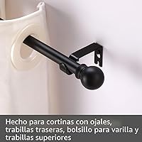 Vista 3 de Barras de cortina para ventanas de 32-48 pulgadas, juego de barras de cortina decorativas de 5/8 pulgadas, barra de cortina de metal resistente