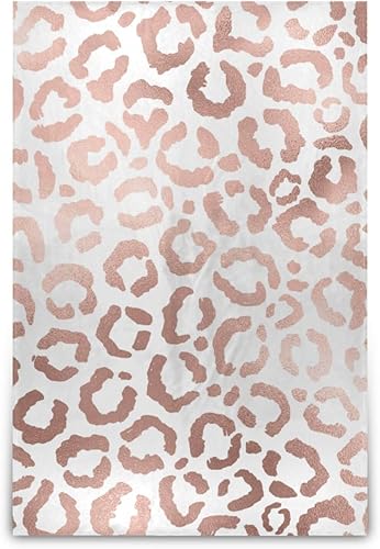 KLL Rose Gold Leopard Animal Print Bed Blanket 60x90 Inches Flannel Spring Blanket for Bedroom, Couch, Bed, Holiday Flannel Cozy Plush Blanket