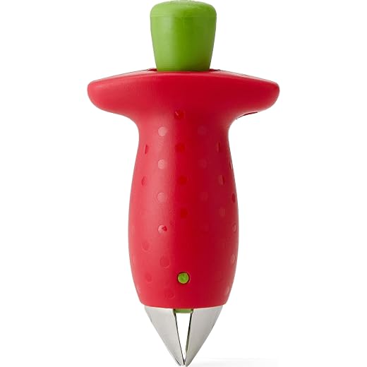 Chef'n StemGem Strumento per Mondare le Fragole, Rimuove il Nucleo e le Foglie, Ottimo per Cucinare e Fare Marmellate, Rosso, 9 x 5 x 3 cm