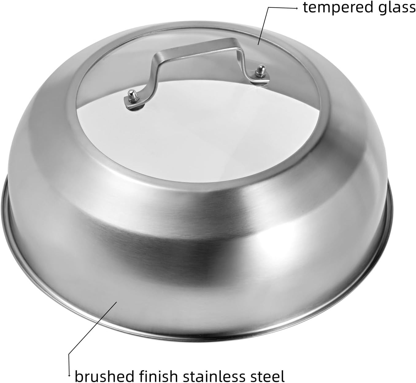 13.5 Inch Stainless Steel Basting Cover, Melting Dome for Griddle Cooking, Round Steaming Cover Lid with Tempered Glass Top and Steam Holes, Dishwasher Safe (13.5") - Image 3