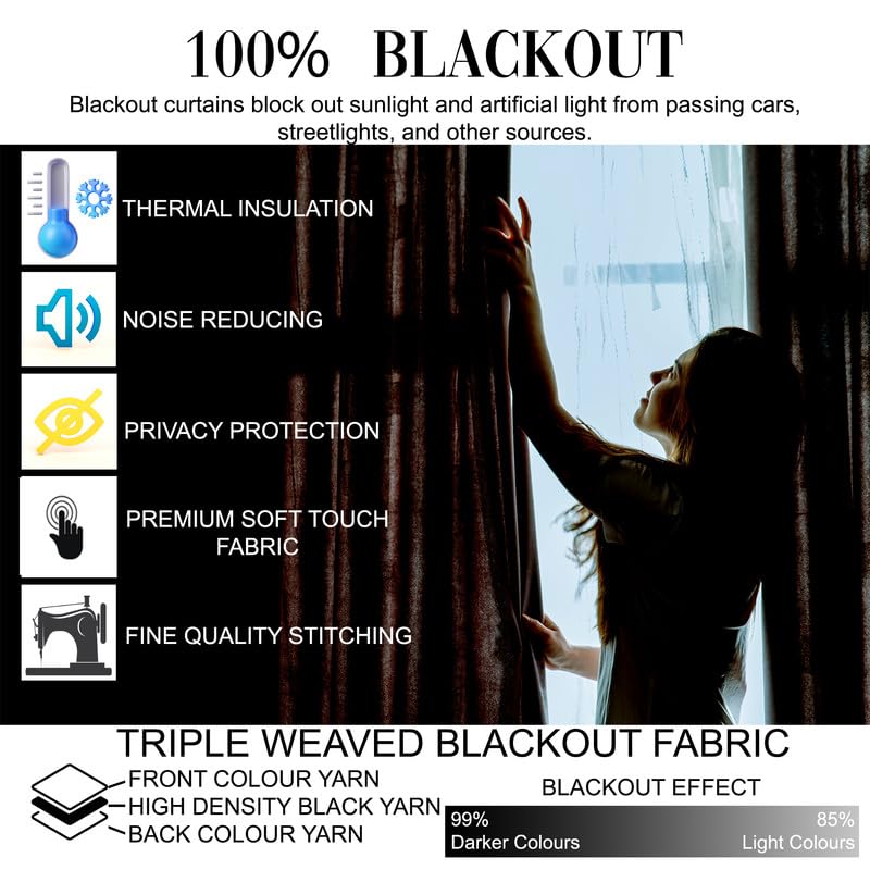Image of Fine Foil Printed True Blackout Semi Long Door Curtains 8 Feet Set of 2, Heavy Room Darkening Thermal Insulated Eyelet Parda for Living Room & Bedroom, Curtains with Tie Back(121x243cm, White)