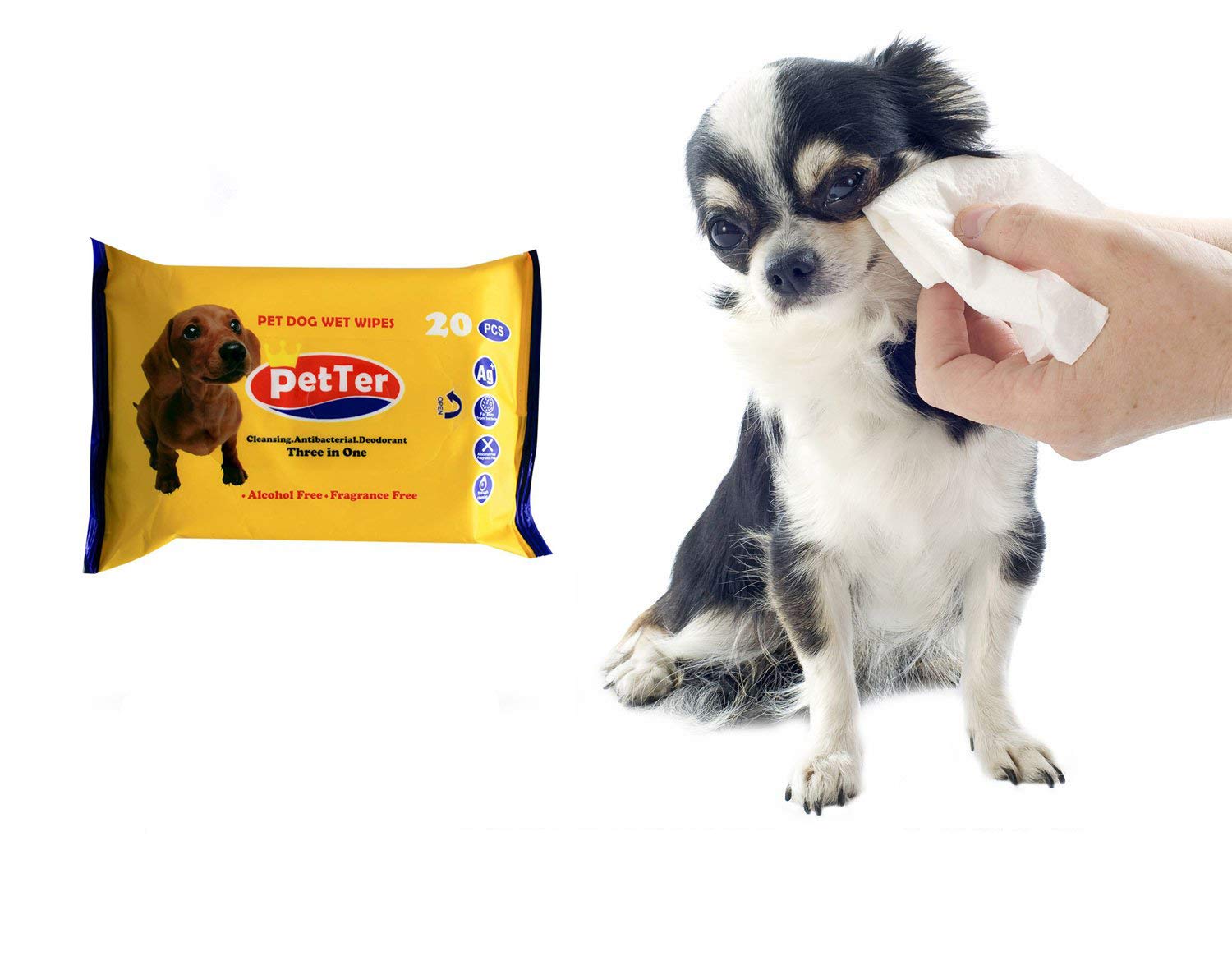 Sage Square Portable Hygienic Multipurpose 20 Pet Wipes for Cleaning Paws, Face, Eyes, Ears and Stain Remover for Dog/Puppy/Cat/Kitten (B07D797W41) Amazon Price History, Amazon Price Tracker