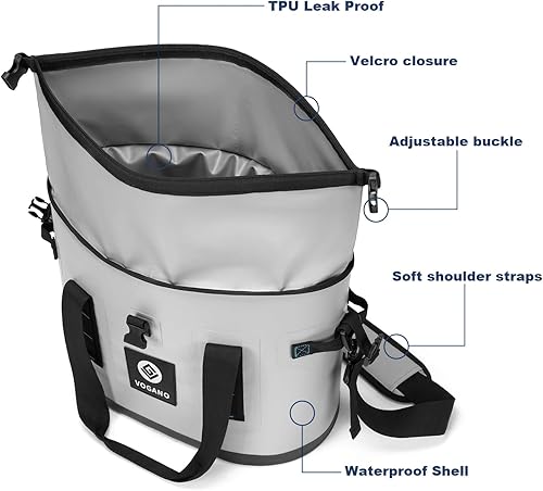 Miniatura 6 de Enfriador suave portátil, bolsa térmica aislada a prueba de fugas, hielera portátil para campamento, pesca, al aire libre, picnic, almuerzo, playa,