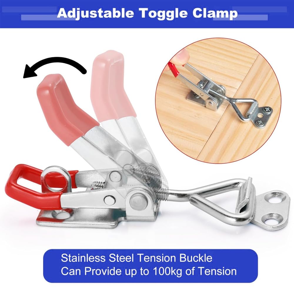 Jyvlucient Toggle Latch 12PCS Toggle Catch Latches Metal Toggle Clamp Adjustable Toggle Clamp 100kg/220lbs Catch Lock for Tool Boxes Trunk Cases - Image 4