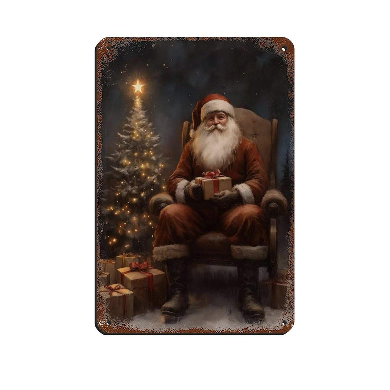 Moody Santa Claus, Victorian Christmas Art Tin Sign Vintage Metal Pub Club Cafe Bar Home Wall Art Decoration Poster Retro 8x12inch(20x30cm)
