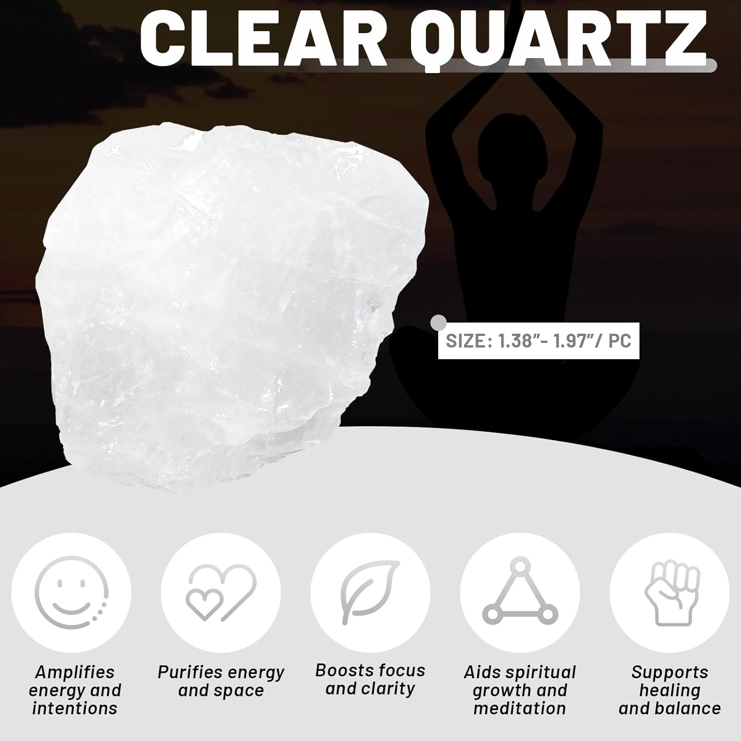 1.1lb Bulk Raw Clear Quartz Stone Rough Crystal-Natural Clear Quartz Raw Stones Crystal for Tumbling, Cabbing, Fountain Rocks, Decoration,Polishing, Wire Wrapping, Wicca & Reiki Crystal Healing - Image 3