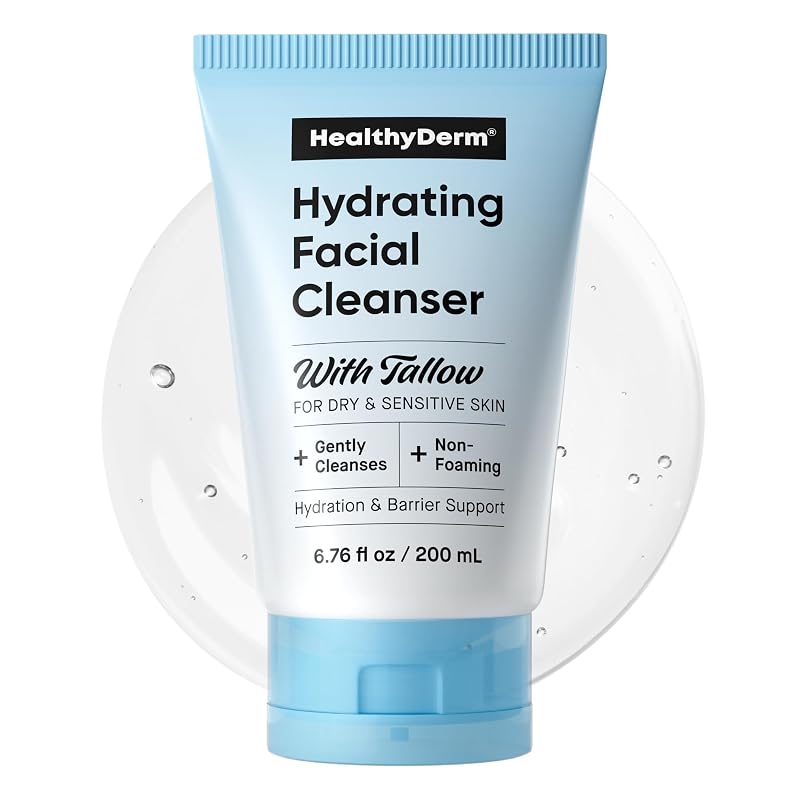 HealthyDerm Limpador Facial Suave Sem Espuma com Sebo, Ácido Hialurônico, Ceramide NP e Pantenol