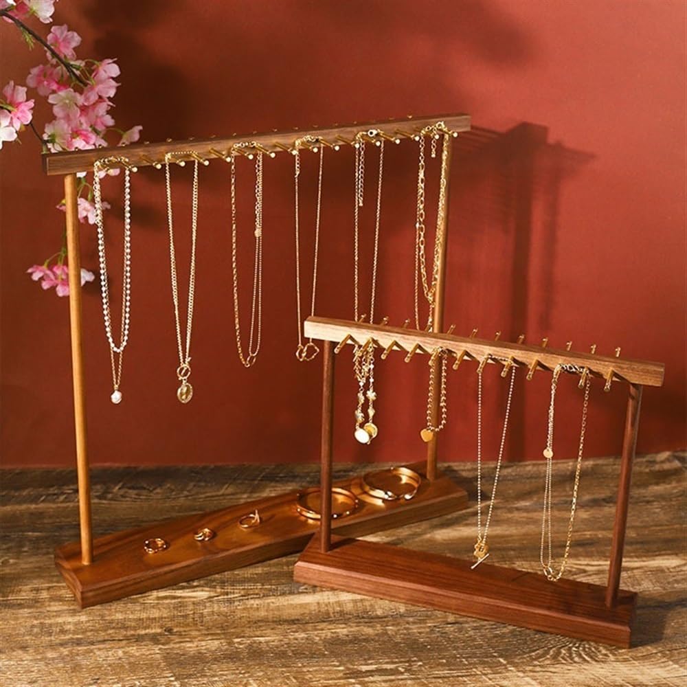 Armadi Ornamenti for riporre gioielli con collana in noce di lusso leggero | Espositore for gioielli Creative Simple Mall
