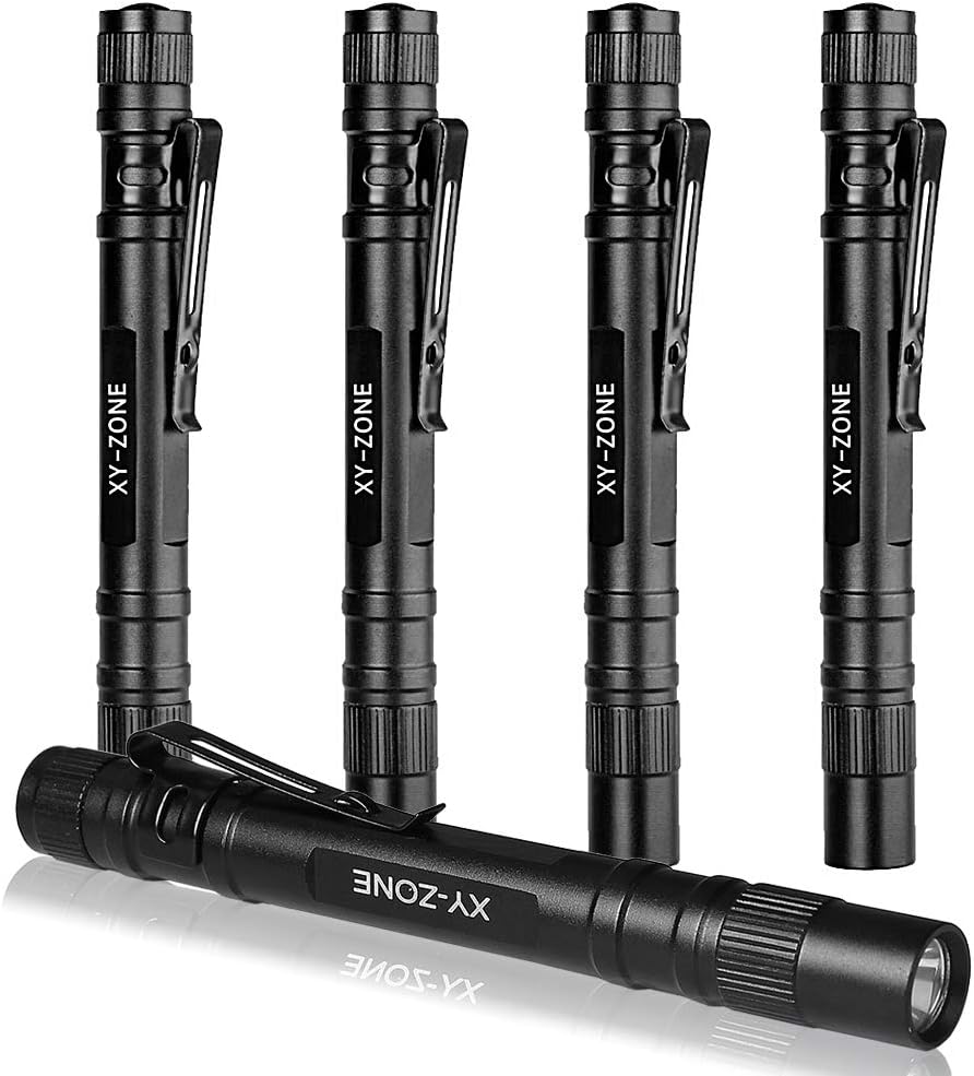 XY Zone 5PCS Led Pen Flashlight 1000 Lumens Lamp Clip Mini Black 507