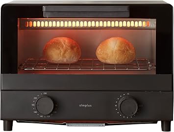 simplus SP-TT01 Toaster, Width 12.2 inches 31 cm, 1000 W, 2-slice, Simple Operation, Matte Treatment, Top and Bottom Far-Infrared Heater, Oven Toaster, Compact, Small, Bread Baking, Toast, Rice