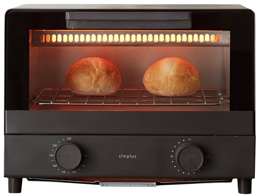 Amazon | simplusトースター 横幅31cm 1000W 2枚焼き シンプル