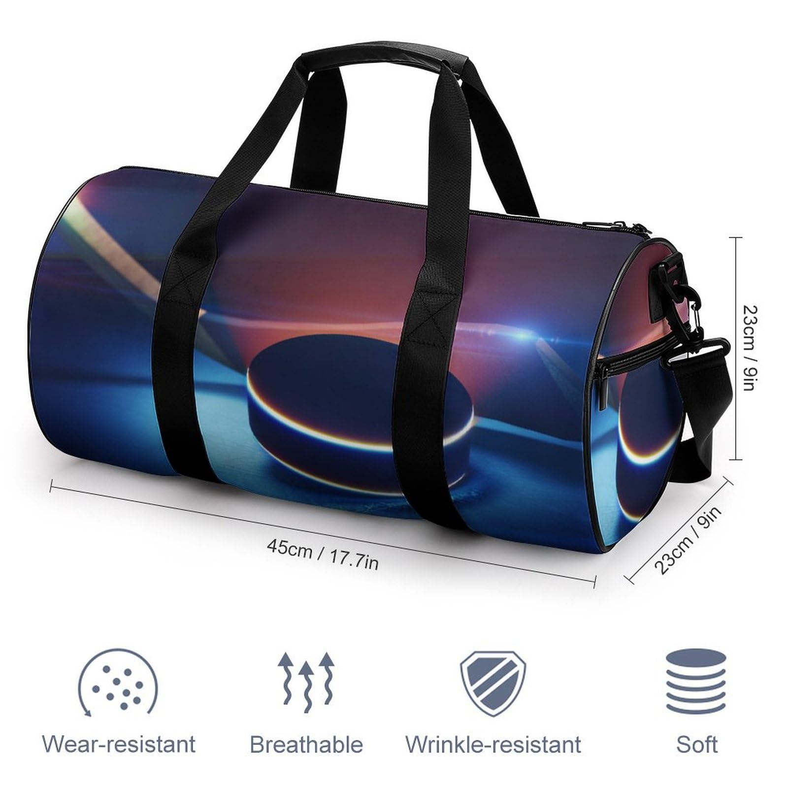 Hockey Sport Sac De Sport Gym Sac De Voyage Sac Week-End Duffel Bag pour Camping Randonnée Voyage 45x23x23cm