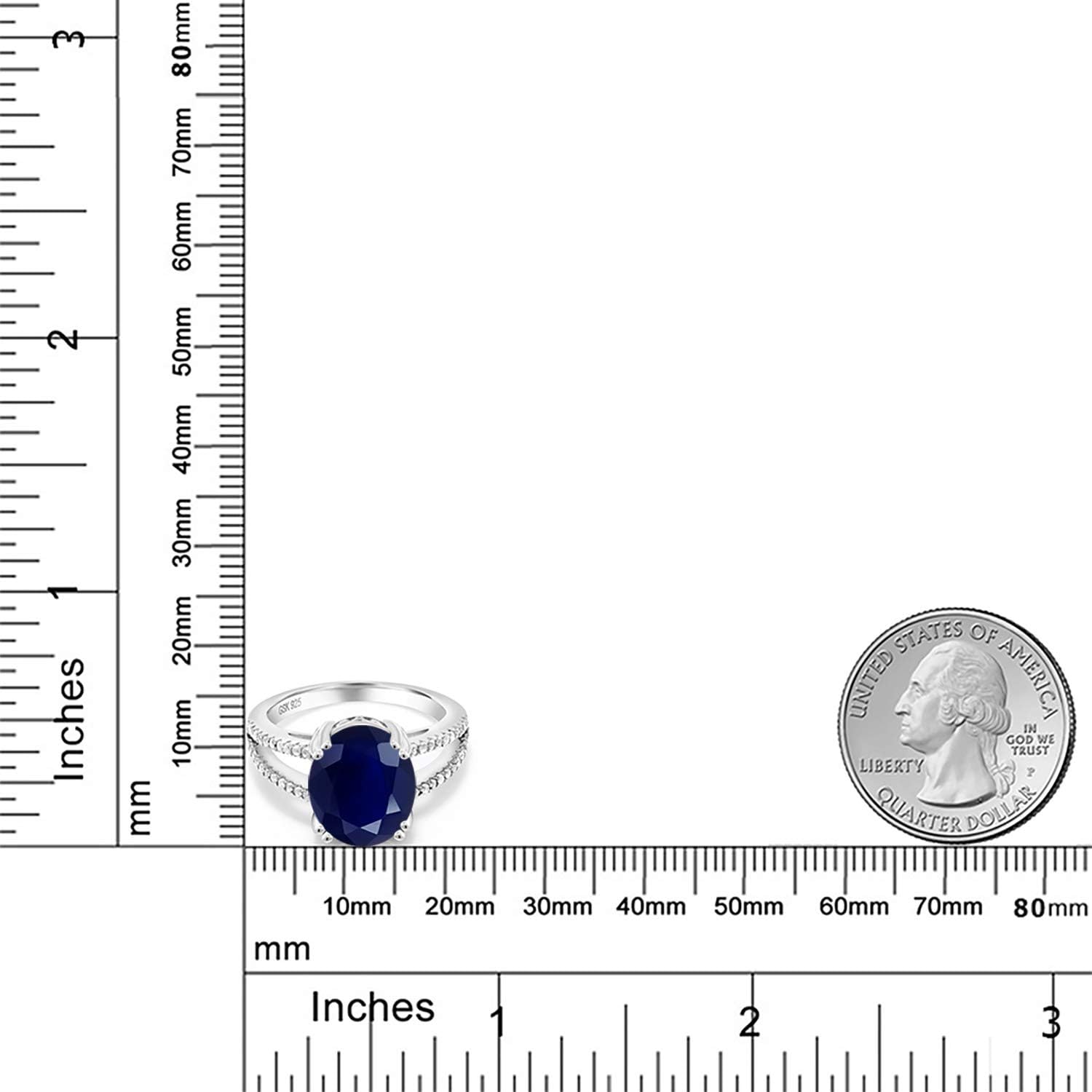 Gem Stone King 3-6 Cttw Gemstone Birthstone Ring For Women | 925 Sterling Silver | Wedding Anniversary Engagement Promise Ring | Oval 12X10MM | Size 5, 6, 7, 8, 9