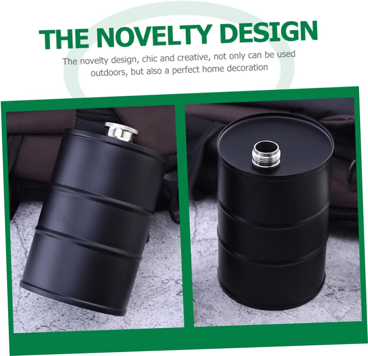 PRETYZOOM 304 Stainless Steel Camping Liquor Flask 750ml Novelty Gasoline Drum Shape Leak-Proof Outdoor Wine Canteen for Hiking Travel and Picnics