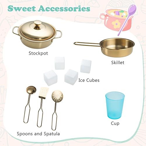 Miniatura 7 de Costzon Kids Kitchen Playset, Wooden Pretend Cooking Toy Set wReal Sound, Large Blackboard, Telephone, Microwave, Ice Maker, Dishwasher, Oven,