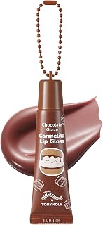TONYMOLY x Squishmallows Carmelita’s Chocolate Glaze Keychain Lip Balm – Sheer Brown Gloss with Cocoa & Shea Butter, Hydrating & Nourishing, 11ml