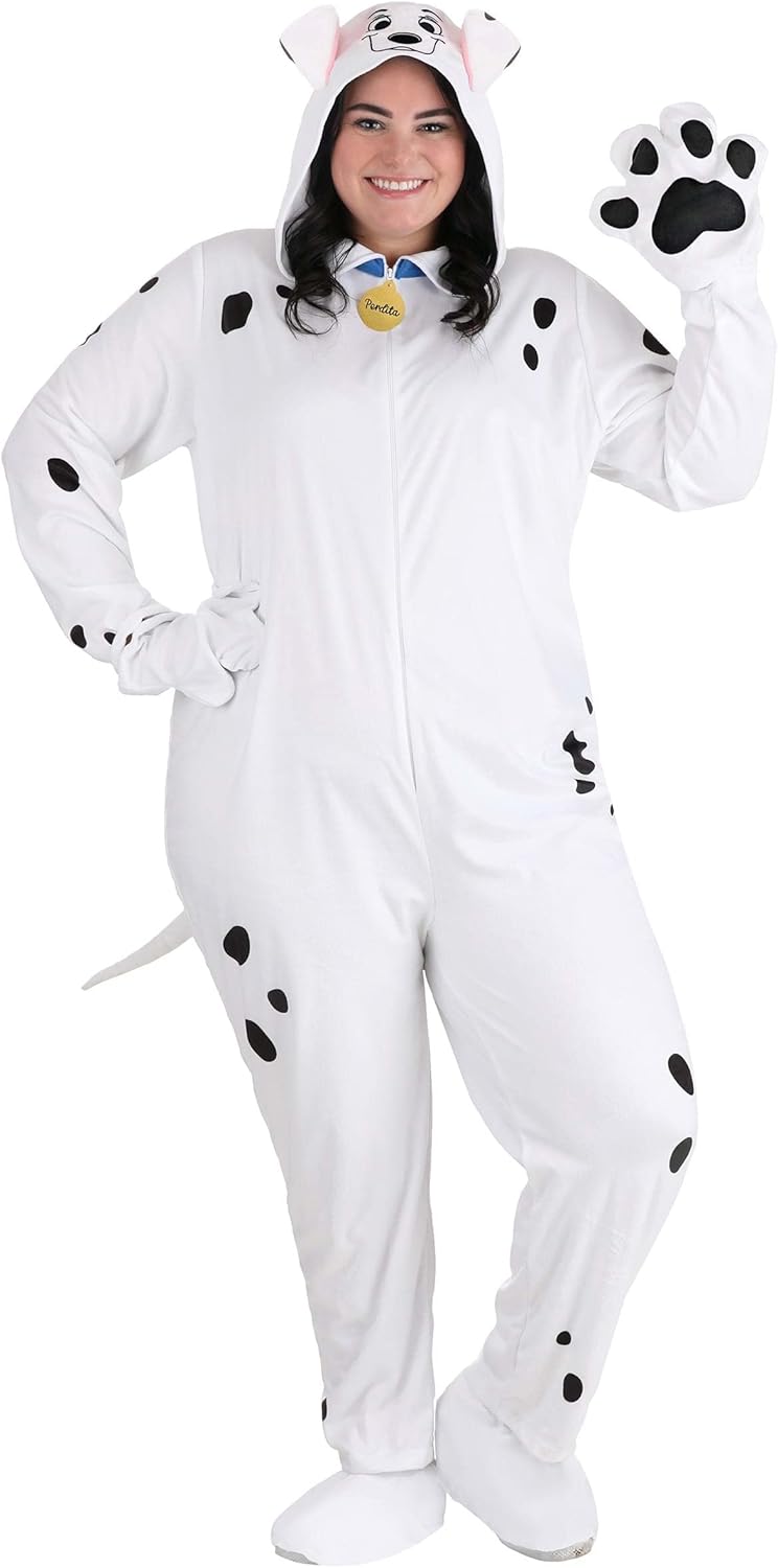 Disney's 101 Dalmatians Plus Size Adults Perdita Costume Womens, Dalmatian Dressup Jumpsuit, Cute Puppy Halloween One-piece