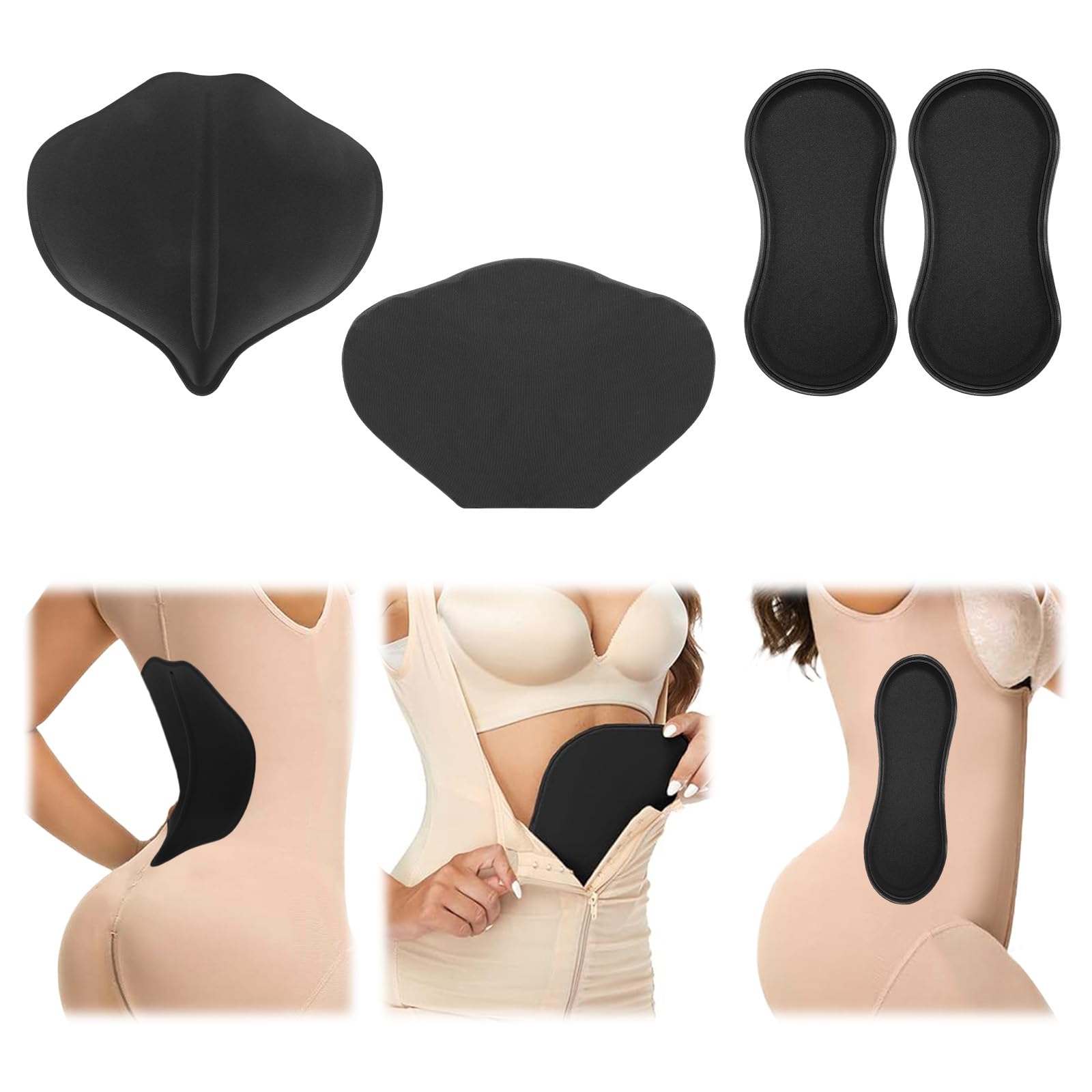 4uds Juego Tablas Compresión Abdominal, 360 Lateral Lipo Espuma Protectores Laterales con Almohadilla Compresión Abdominal Envoltura y Modelador Lumbar Espalda para Recuperación Post Cirugía