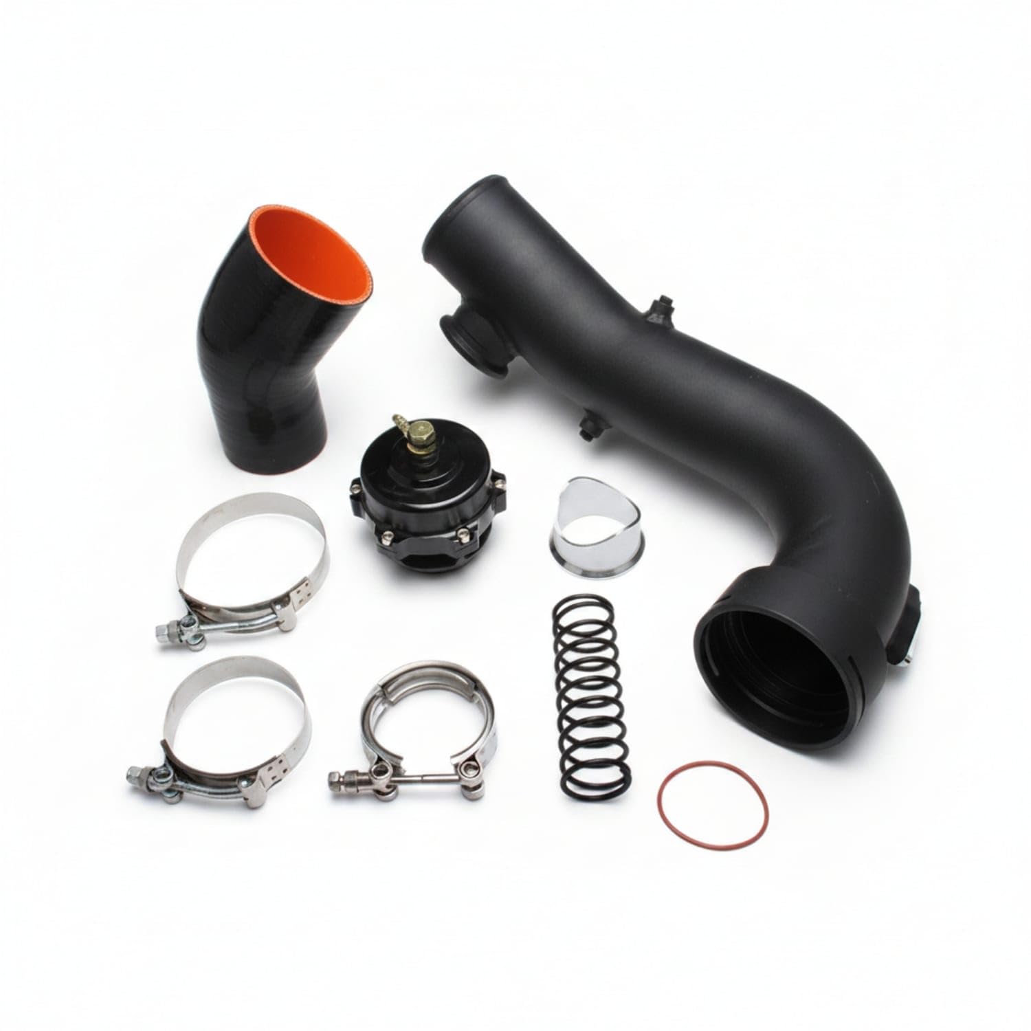 Aluminum Turbo 50mm Intake Stainless Steel Black | Construction Complete Assembly Engine Bay Upgrade Stainless Steel Black 50mm Turbo Intake-image-17