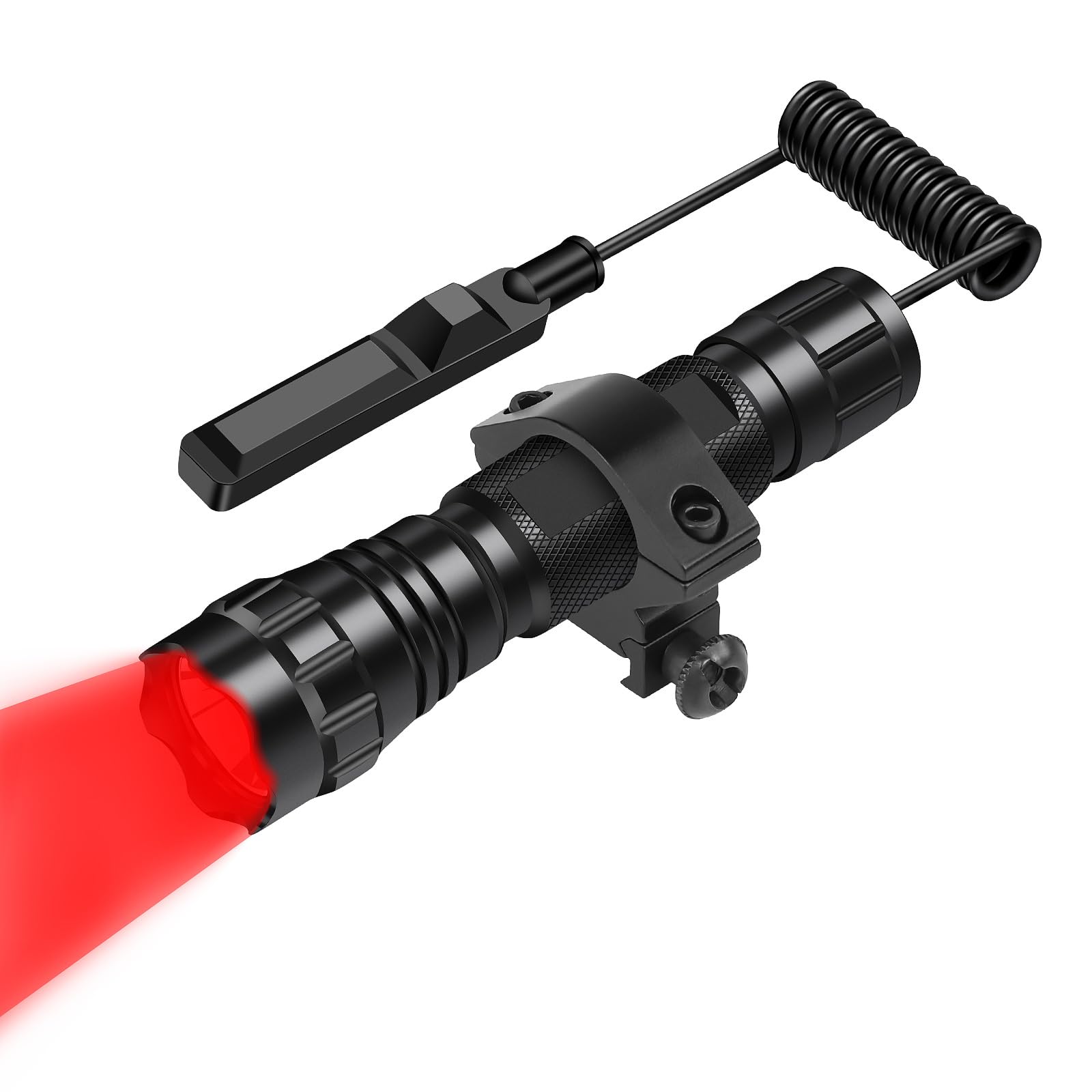 WINDFIRE Red Flashlights Predator Light LED Coyote Hog Varmint Hunting Lights Tactical Rifle Flashlight Torch with Picatinny Rail Mount, Pressure