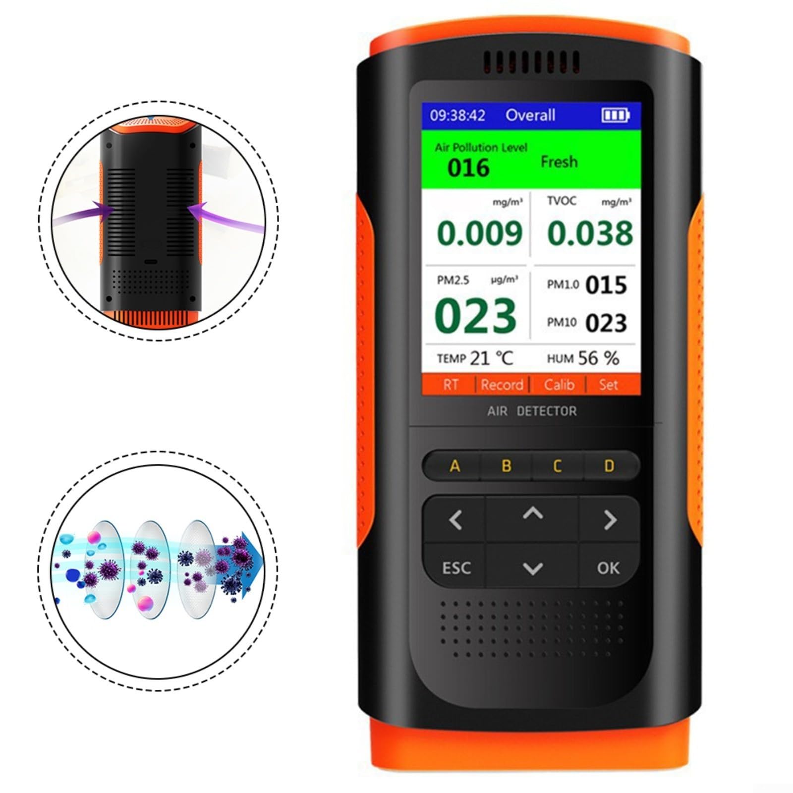 Moniteur de qualité de l'air avec écran LCD de 2,8 pouces pour PM2.5/PM10