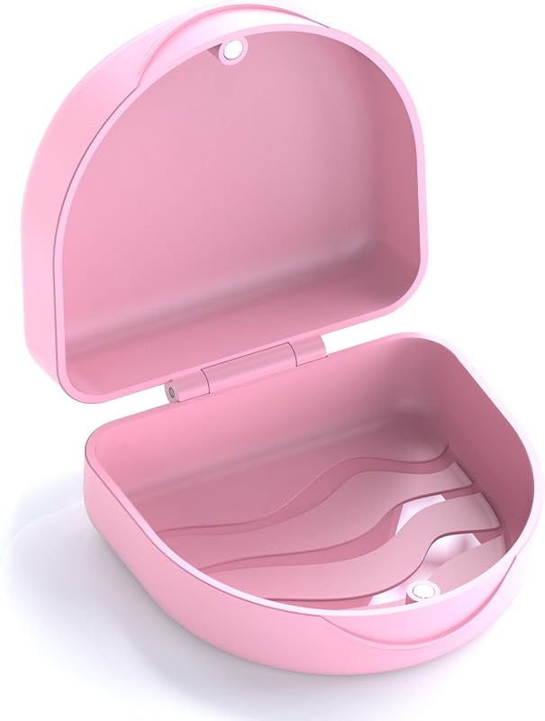 Estuche para protector bucal de ortodoncia Estuche para retenedor dental-Rosa