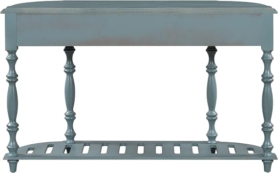 P PURLOVE Retro Circular Curved Console Sofa Entryway Table with 4 Drawers and Bottom Shelf for Entryway Hallway Ancent Style Table with Storage