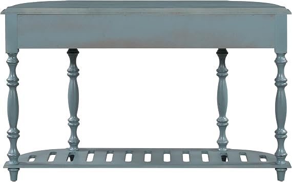 P PURLOVE Retro Circular Curved Console Sofa Entryway Table with 4 Drawers and Bottom Shelf for Entryway Hallway Ancent Style Table with Storage