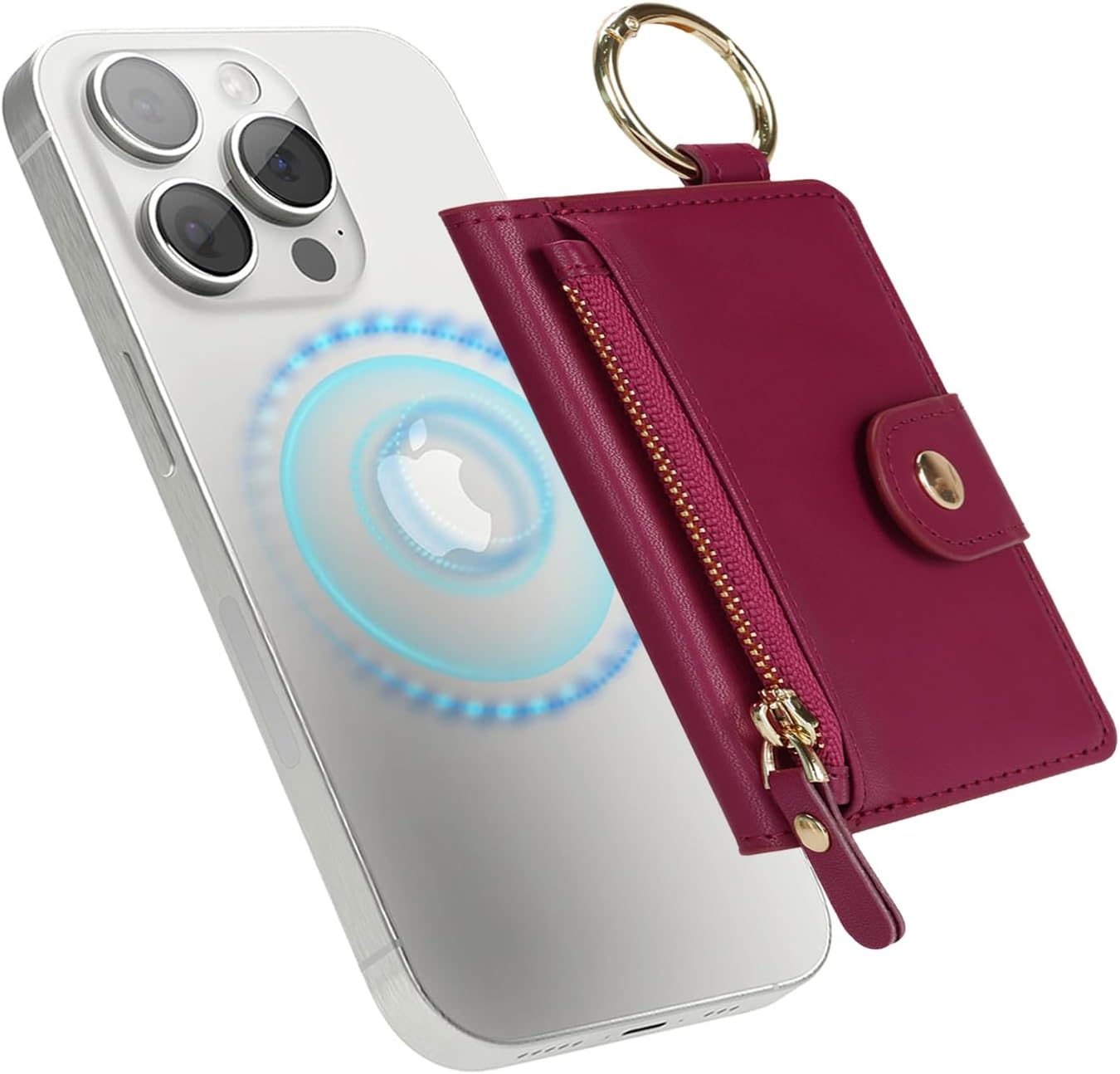 Cavor Compatible with MagSafe Wallet,Magnetic Wallet for iPhone 17/16 Pro Max/15 Pro/14 Plus/13/12 Series,for Mag Safe Phone Card Holder with Adjustable Stand, Zipper-Red - Image 5