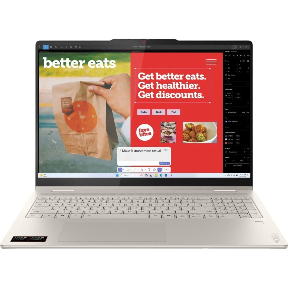 Lenovo Yoga 2 em 1 Notebook e Tablet, AMD Ryzen AI 7 350, 16GB RAM