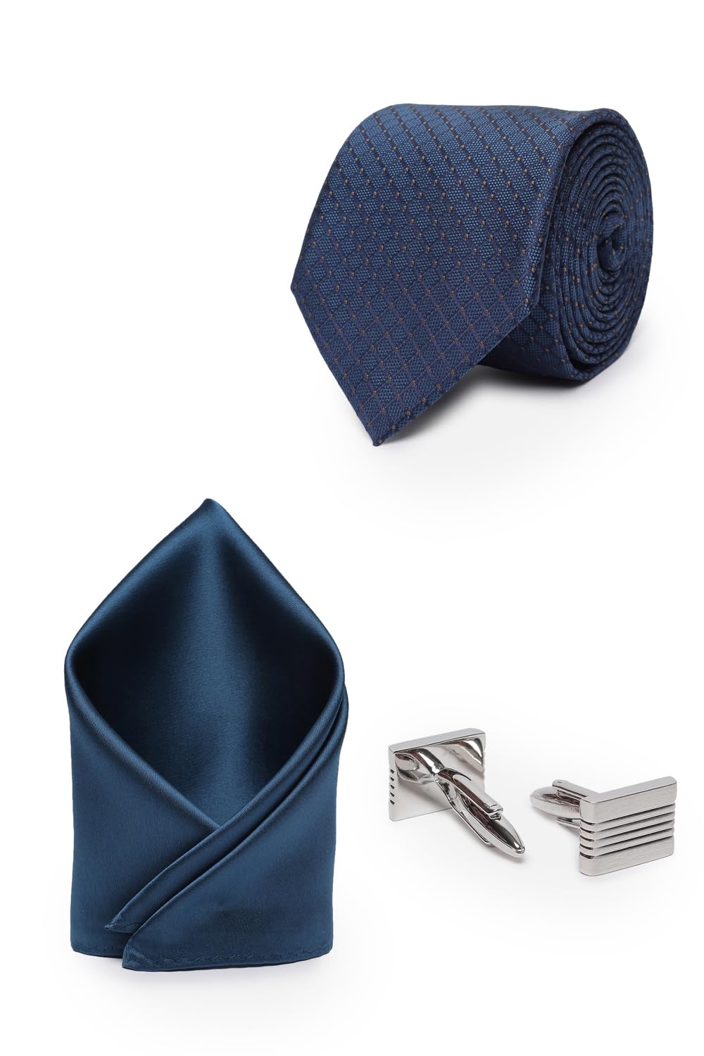 van heusen Men Navy Party Tie Pocket Square And Cufflink-picture-30