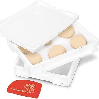 Pizzaballenbox 2er Set – Made in Germany – Gärbox 30x40x8 cm mit 1 Deckel – lebensmittelechte & BPA-freie Teigbox für Pizzateigballen – stapelbar & robust – (weiß)