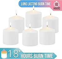 Vista 4 de Stonebriar Paquete de 3 velas altas de 3 x 3 pulgadas, 18 horas de larga duración, sin perfume, de cera blanca