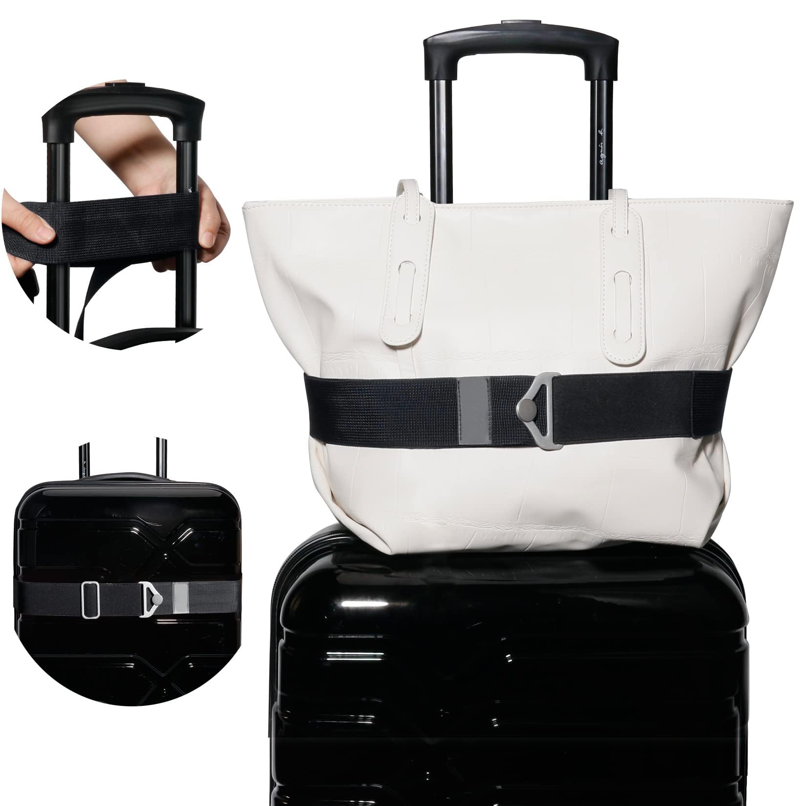 TOOVREN 2-in-1 Luggage Straps Add a Bag Bungees Travel Belt for Luggage Strap Over Handle Travel Belt for Luggage Adjustable with Alloy Buckle Elastic